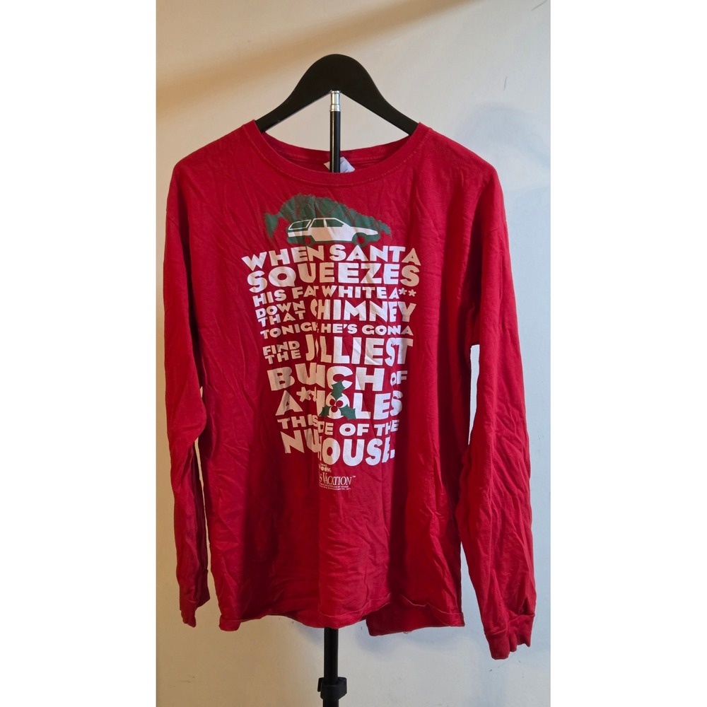 National Lampoon's Christmas Vacation Jolliest Bunch Text T-Shirt Mens Large Red